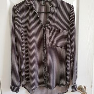 F21 black and white striped blouse
